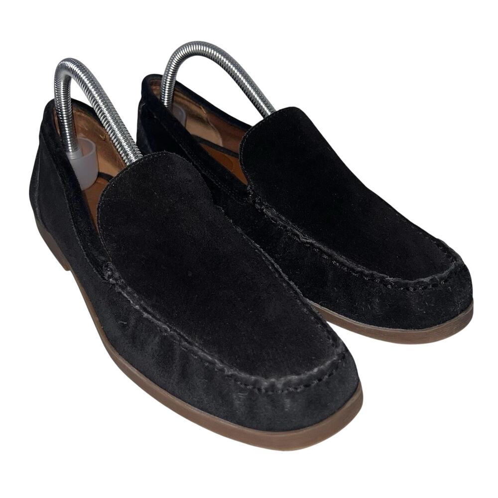 Franco Sarto Gina Loafers Womens Size 8.5 Black Suede Moc Toe Slip On Cushioned